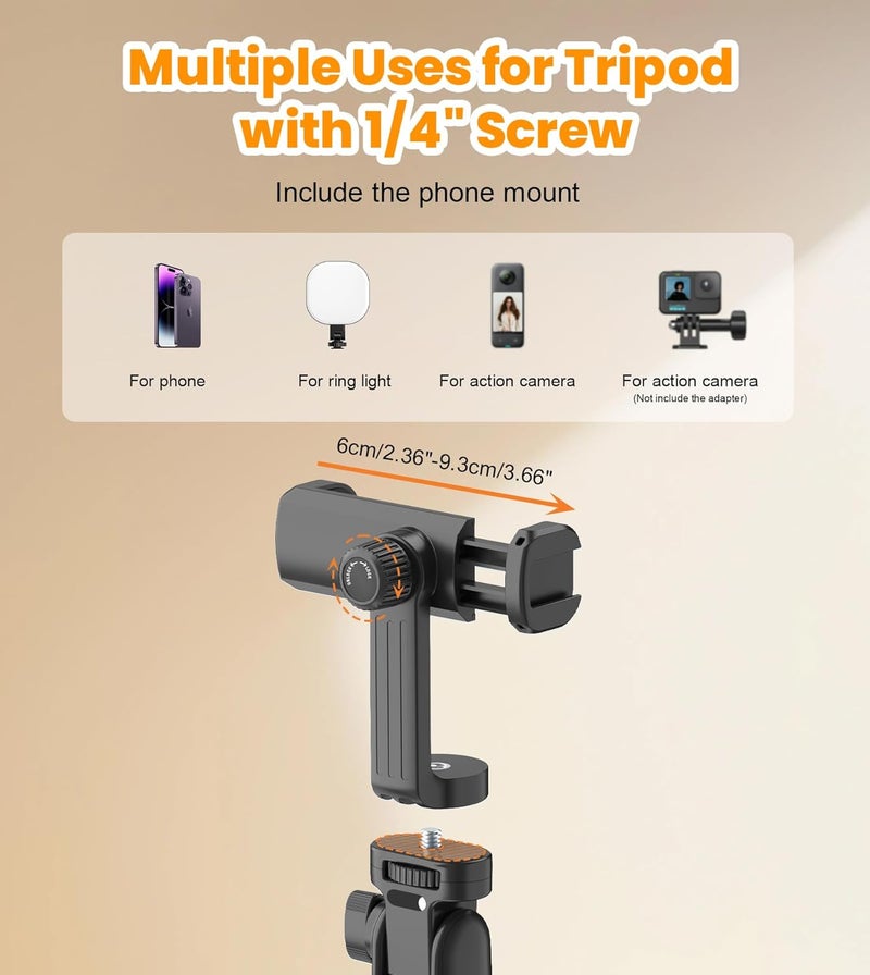 TONEOF 68''/173cm Selfie Stick Tripod for Camera,All-in-1 Phone Tripod with Wireless Remote Control,360° Rotatable Phone Holder, Portable Tripod Monopod Stand for Phone/Small Cameras-Black Gold - Image 3