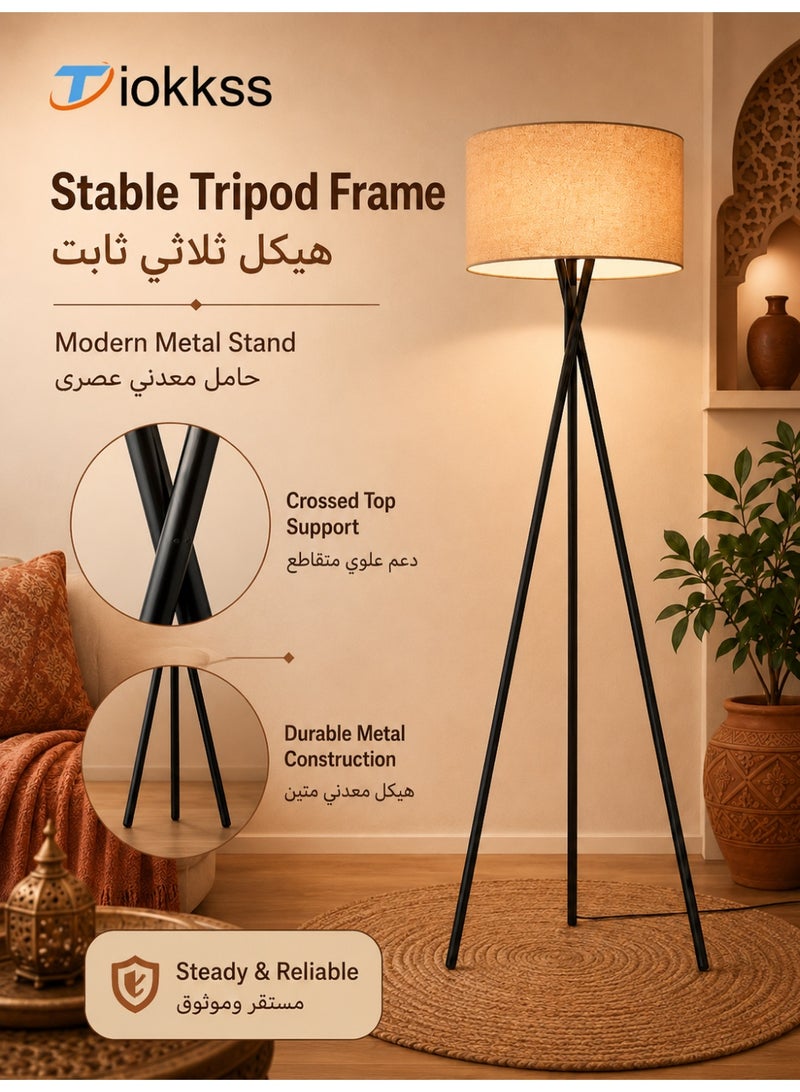 Tiokkss Tall Lampshade and LED Floor Lamp for Living Room with Remote Control APP Control, Reading Light for Bedroom or Office Black - Image 5