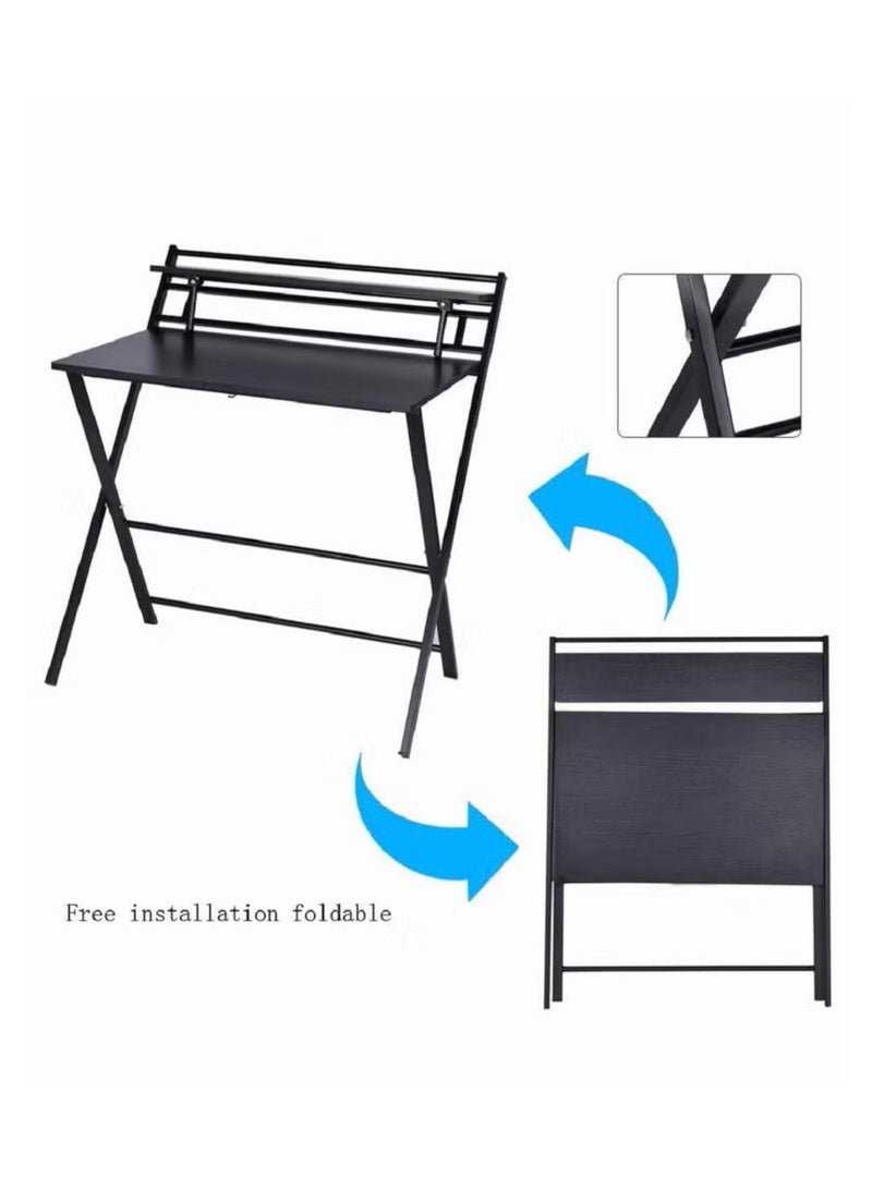شي ون طاولة لابتوب قابلة للطي من SHEE ONE بتصميم عصري ولون أسود أنيق | طاولة مكتب ودراسة ومذاكرة مع رف علوي لتخزين الكتب والإكسسوارات | حجم عملي 80×45×90 سم مثالي للمساحات الصغيرة والاستخدام المنزلي أو المكتبي - Image 4