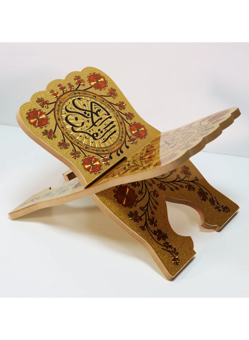 SUNDUS The Holy Quran stand, floor seating, made of wood, small size, color gold - Image 4