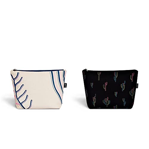 Ecoright Makeup Pouch for Girls, Canvas Cosmetic Pouch for Women, Small Pouches for Women (Pack of 2) - Image 1