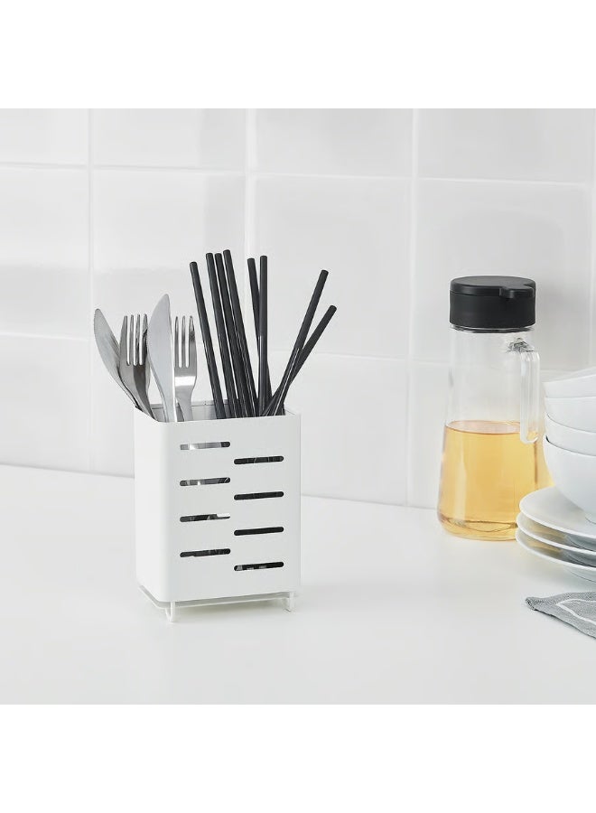 White Cutlery Stand – Compact 13 cm Utensil Holder for Kitchen Countertop or Table – Durable, Space-Saving Organizer for Spoons, Forks, Knives, and Kitchen Tools  - Image 2