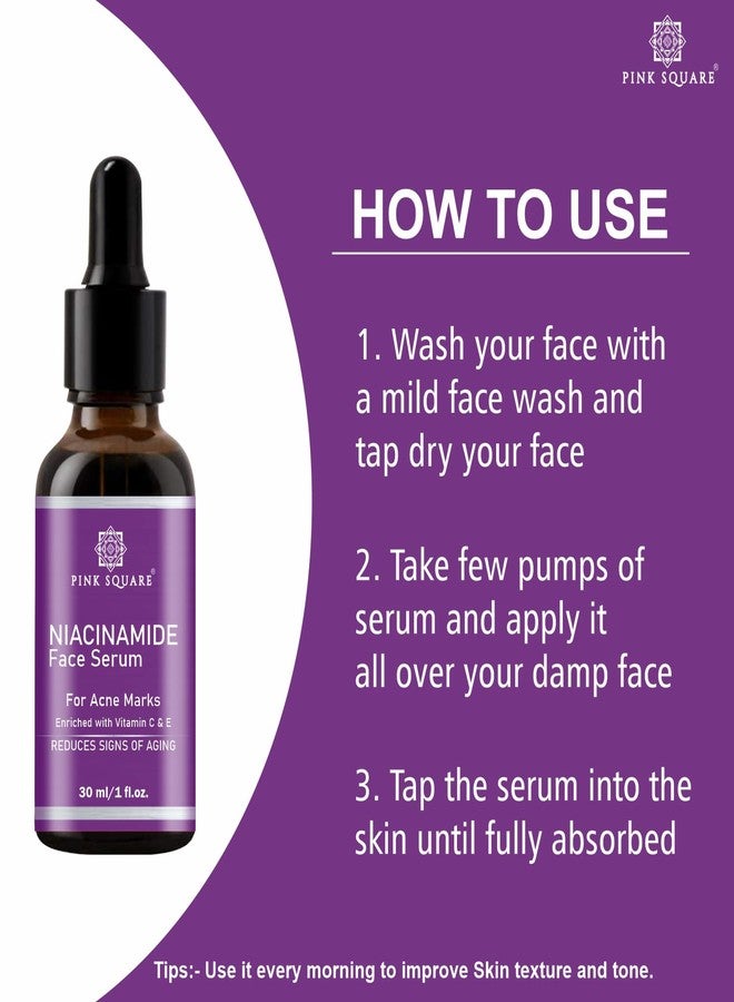 Pink Square Niacinamide Super Serum for Glowing Skin (Pack of 1, 30ml)|Serum for Face Helps Remove Acne and Dark Spots Serum for Men and Women Suitable for All Skin Types| - Image 4