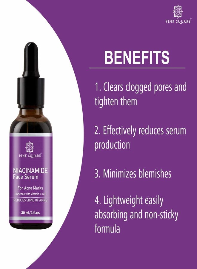 Pink Square Niacinamide Super Serum for Glowing Skin (Pack of 1, 30ml)|Serum for Face Helps Remove Acne and Dark Spots Serum for Men and Women Suitable for All Skin Types| - Image 5