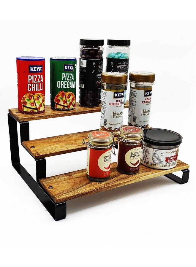 appeasy Kitchen Storage Organizer,3-tier metal and wood rack,Modern Countertop Stand Rack Organizer for Cabinet Shelf Kitchen Spice Rack, Utensil Holder(26D x 36W x 13H Centimeters) - Image 5