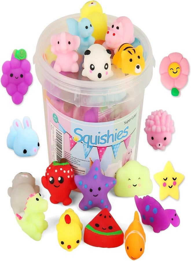 Squishy Toy 24pcs Party Favors for Kids Mochi Squishy Toy moji Kids Mini Kawaii squishies Mochi Stress Reliever Anxiety Toys - Image 1
