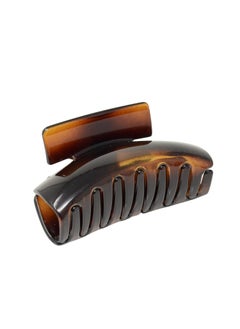 Parcelona Parcelona French Oblong Tortoise Shell Brown Large 3 3/4" Celluloid Acetate Made in France Sturdy Jaw Hair Claw Clip with Flat Teeth Covered Spring for Thick Hairs for Women and Girls 