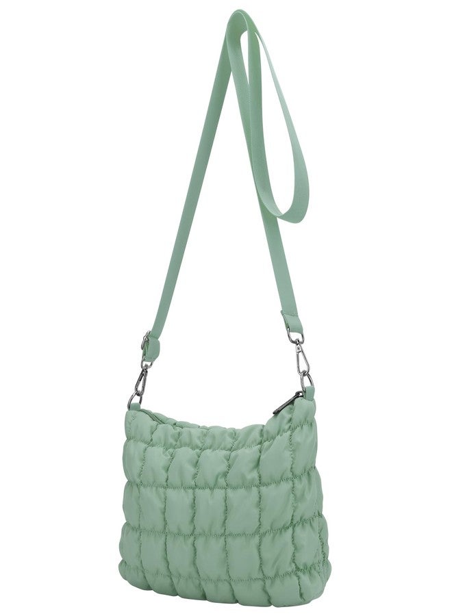E-Tree Quilted Crossbody Bags for Women Men, Puffer Handbag Purse with Shoulder Strap (Green) - Image 1