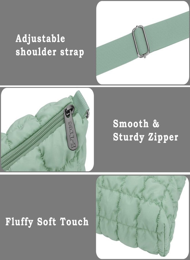 E-Tree Quilted Crossbody Bags for Women Men, Puffer Handbag Purse with Shoulder Strap (Green) - Image 4