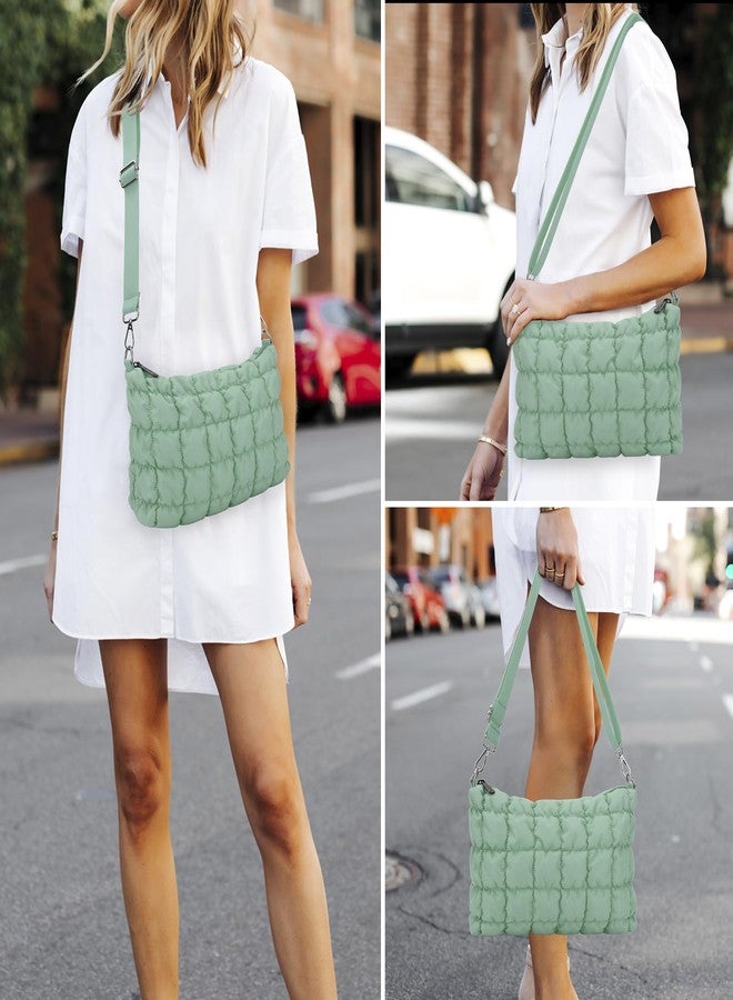 E-Tree Quilted Crossbody Bags for Women Men, Puffer Handbag Purse with Shoulder Strap (Green) - Image 5