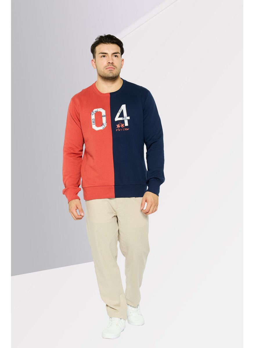 La Martina Men Crew Neck Embraided Logo Long Sleeves Sweatshirt, Navy  - Image 2
