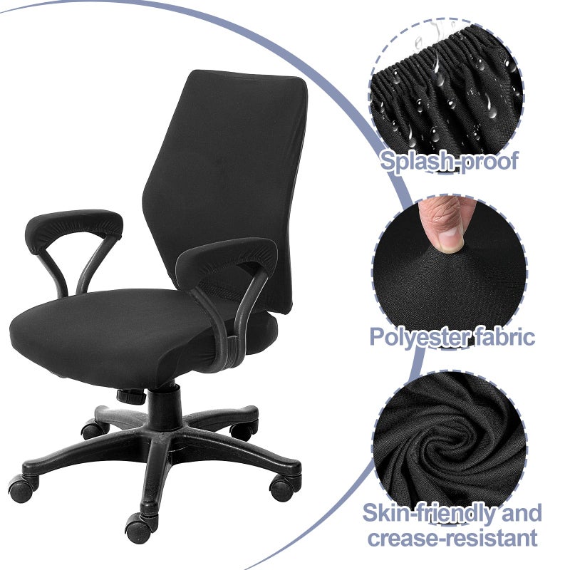 Yolev 4 Pcs Computer Chair Covers,Stretch Office Chair Seat Covers,Universal Protective Stretchable Desk Chair Seat Cover for Swivel Chairs & Office Accessories(Black) - Image 3