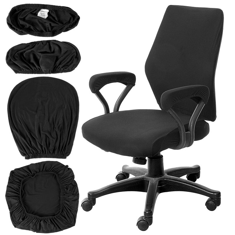 Yolev 4 Pcs Computer Chair Covers,Stretch Office Chair Seat Covers,Universal Protective Stretchable Desk Chair Seat Cover for Swivel Chairs & Office Accessories(Black) - Image 1
