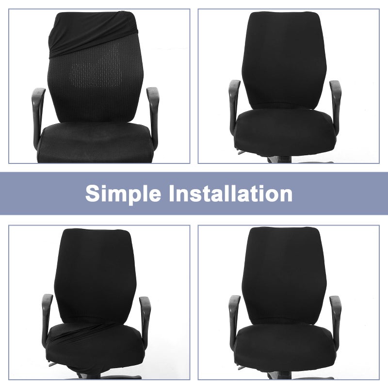 Yolev 4 Pcs Computer Chair Covers,Stretch Office Chair Seat Covers,Universal Protective Stretchable Desk Chair Seat Cover for Swivel Chairs & Office Accessories(Black) - Image 4