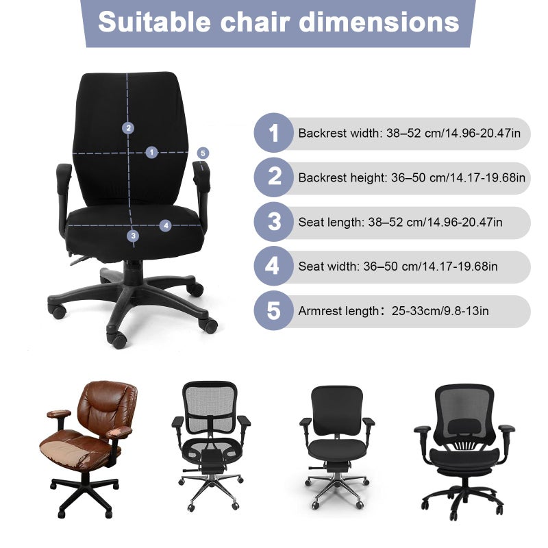 Yolev 4 Pcs Computer Chair Covers,Stretch Office Chair Seat Covers,Universal Protective Stretchable Desk Chair Seat Cover for Swivel Chairs & Office Accessories(Black) - Image 2