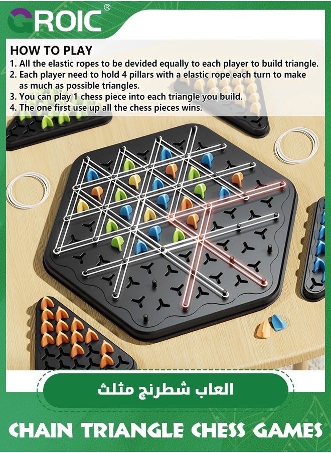GROIC - Chain Triangle Chess Games - Triggle Game Triggle Rubber Band Game, Triggle Interactive Brain Teaser Toys, Learning Games, Triangle Chess Board Game, 2-4 Players Gift for Kids & Adults - Image 1