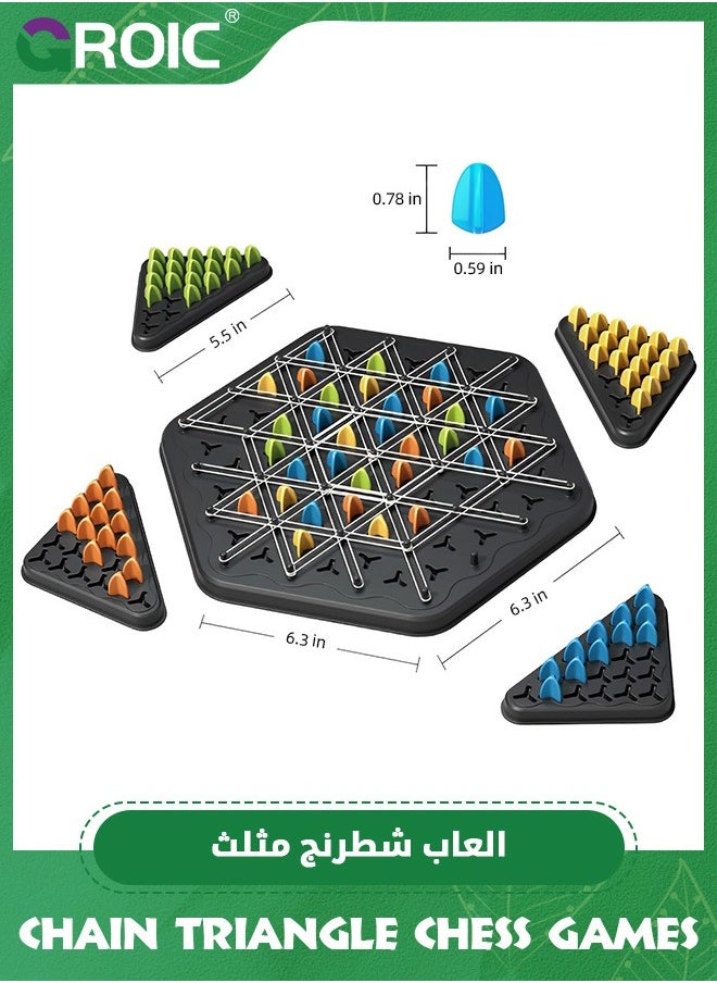 GROIC - Chain Triangle Chess Games - Triggle Game Triggle Rubber Band Game, Triggle Interactive Brain Teaser Toys, Learning Games, Triangle Chess Board Game, 2-4 Players Gift for Kids & Adults - Image 1