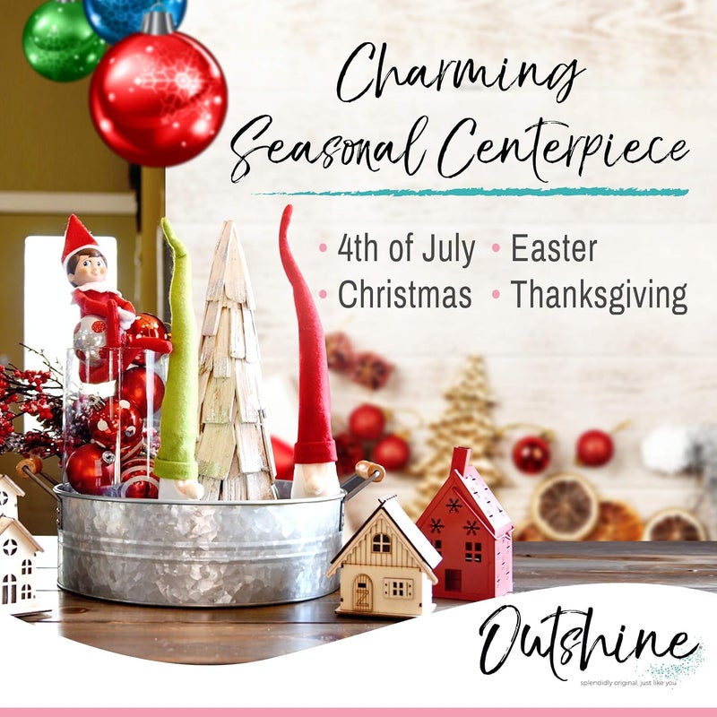 OUTSHINE Rustic Farmhouse Galvanized Metal Tray with Wood Handles - 12.2" Diameter - Image 2