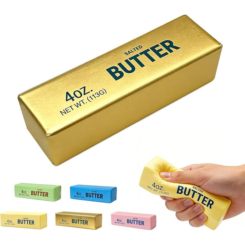 Butter Squishy, Soft Scented Fidget Squishy, Butter Squishy Toy, Cream Scented Butter Squeeze Toy，Slow Rising Butter Stick Stress Relief Toy for Relaxation,Office Desk Decor (Gold) - Image 1