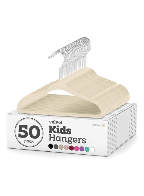 Velvet Baby Hangers for Closet - Pack of 50 Non Slip Toddler Hangers for Shirts, Pants & Dresses w/Swivel Hook - Durable Infant Hangers