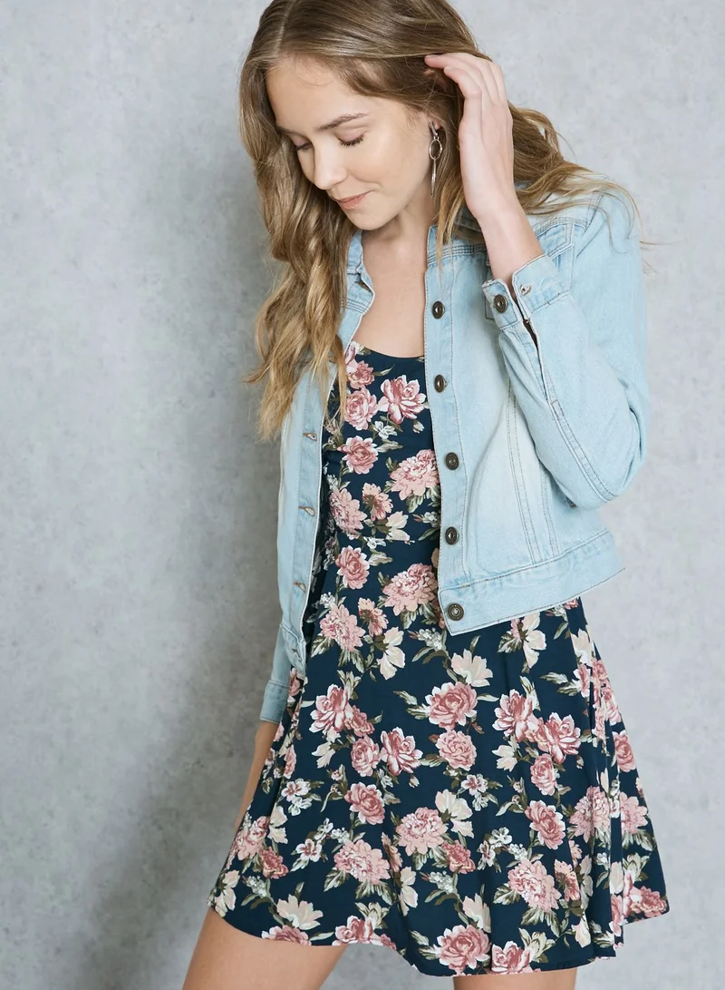 FOREVER 21 Floral Print Skater Dress