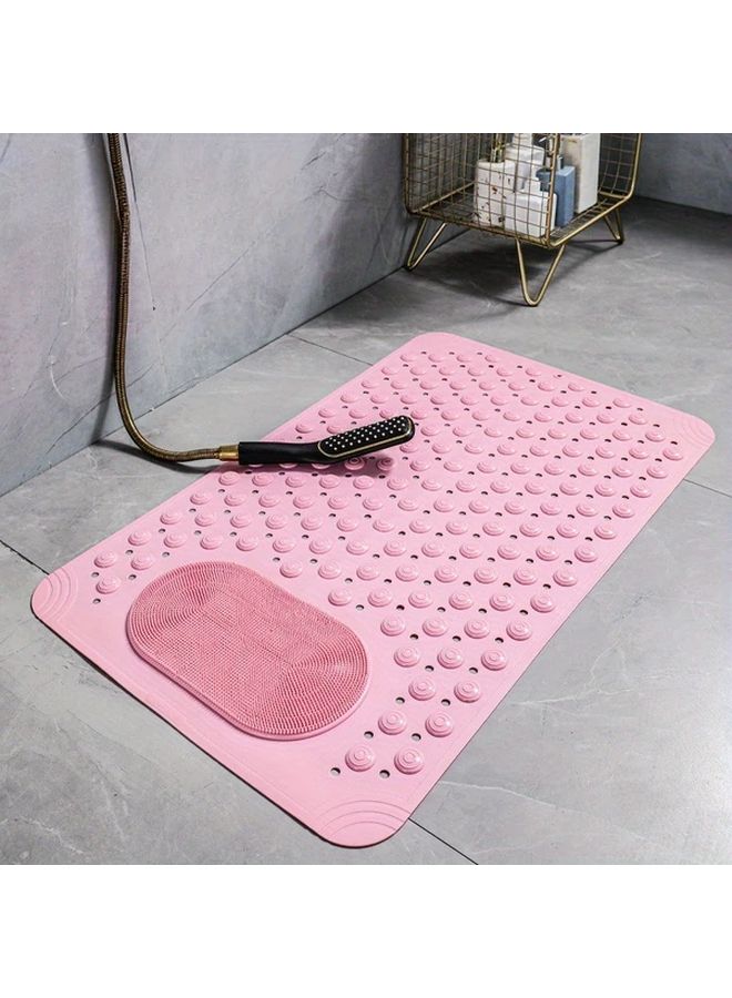 Light Pink Non Slip Bath Mat With Exfoliating Massage And Quick Drainage - Image 3