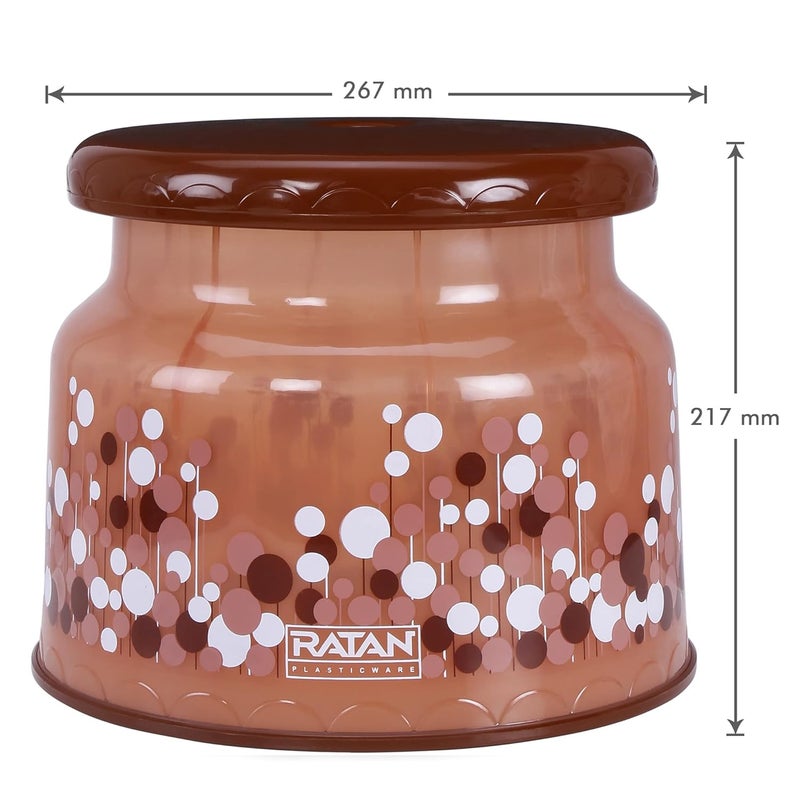 RATAN PLASTICWARE Ratan Plastics Frosty Bubble Print Pack of 3 Bathroom Set 20L Bucket x 115L Mug x 1 Nova Patla Stool 107 x 1 Brown - Image 4