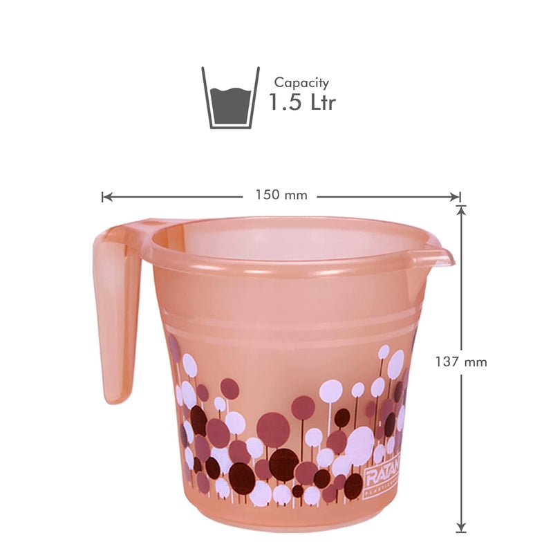 RATAN PLASTICWARE Ratan Plastics Frosty Bubble Print Pack of 3 Bathroom Set 20L Bucket x 115L Mug x 1 Nova Patla Stool 107 x 1 Brown - Image 3