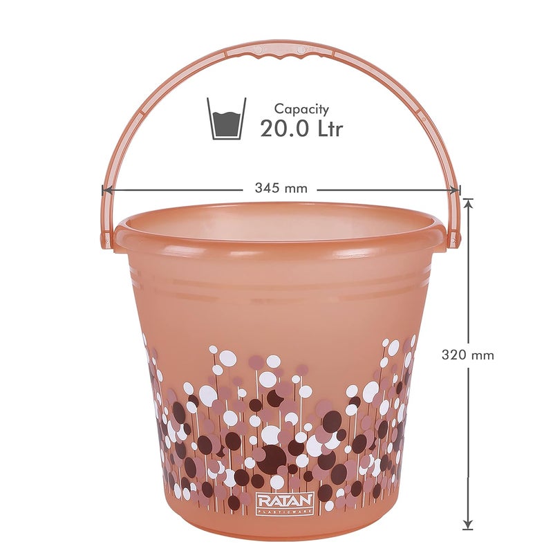 RATAN PLASTICWARE Ratan Plastics Frosty Bubble Print Pack of 3 Bathroom Set 20L Bucket x 115L Mug x 1 Nova Patla Stool 107 x 1 Brown - Image 2
