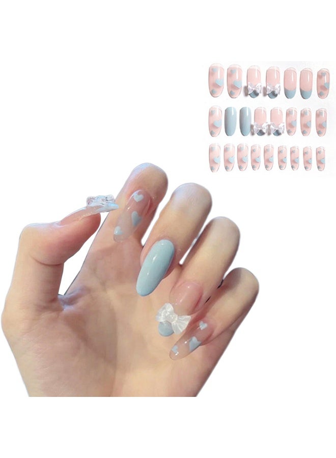 24 قطعة من الأظافر الصناعية القابلة للإزالة مجموعة أظافر صناعية فن الأظافر نصائح العناية بالأظافر - Image 1