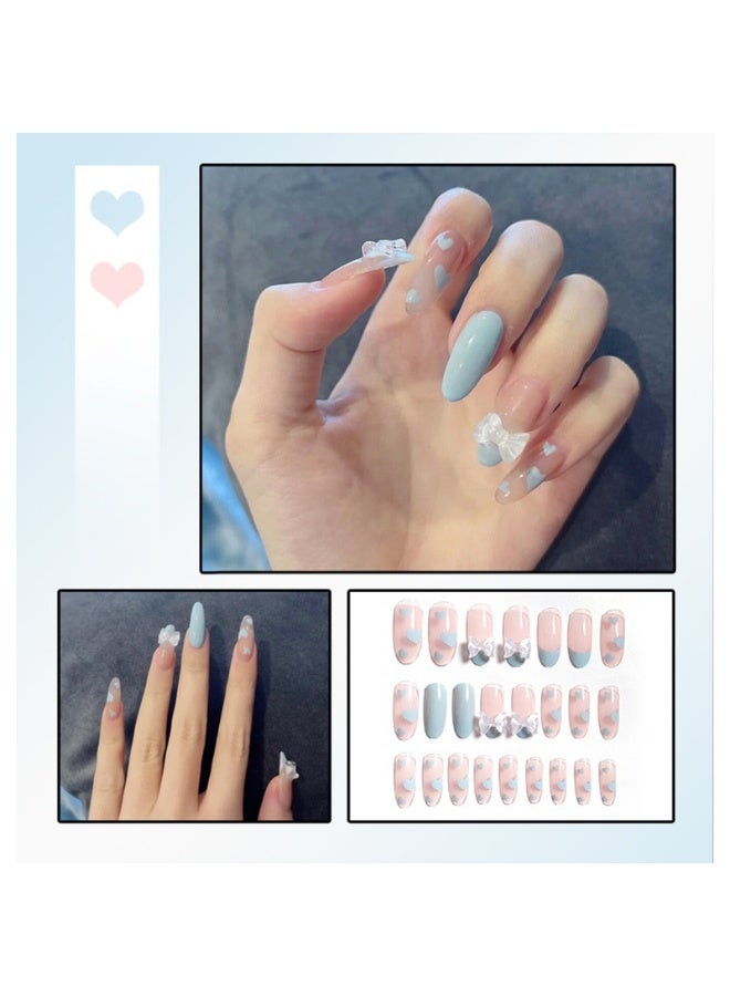 24 قطعة من الأظافر الصناعية القابلة للإزالة مجموعة أظافر صناعية فن الأظافر نصائح العناية بالأظافر - Image 2