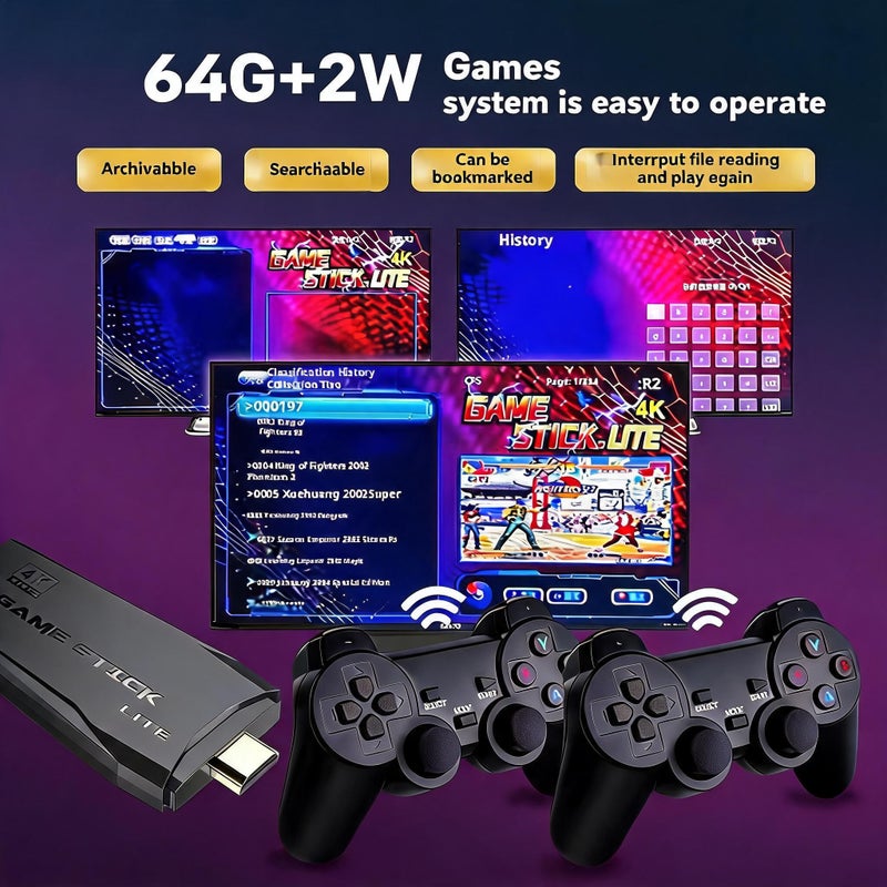 M8 Retro Home Game Console with Dual Wireless Controllers, HDMI Output - Image 1