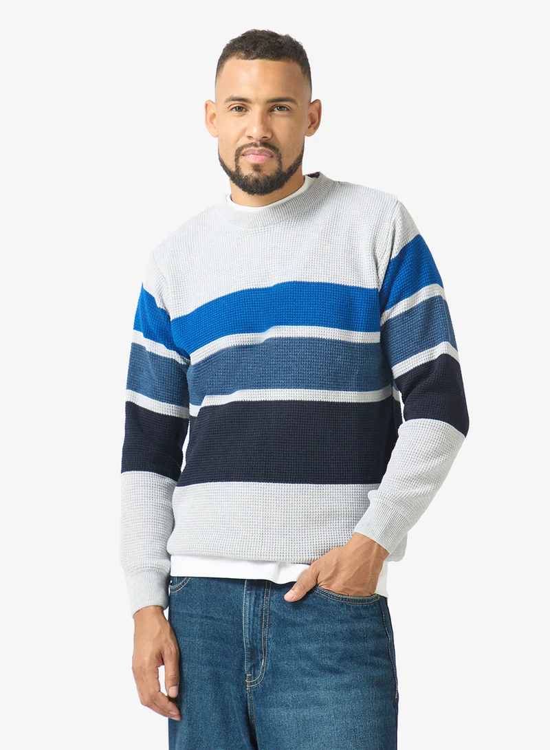 Seventy Five Colorblock Turtle Neck Pullover Sweater