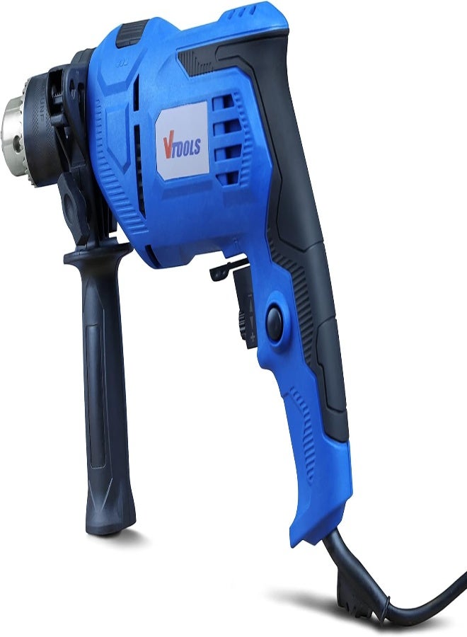 AKDC Vtools 650 Watt Impact Drill With Multi Function (Hammer And Drill), 360 Degree Rotating Side Handle, Guide Ruler, And Variable Speed, Blue, Vt1206  - Image 3