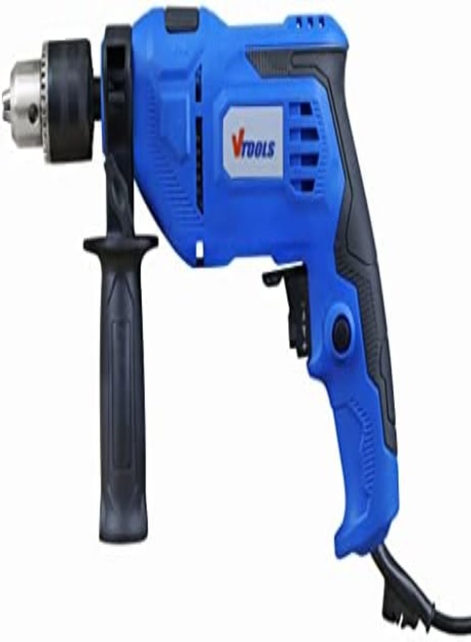 AKDC Vtools 650 Watt Impact Drill With Multi Function (Hammer And Drill), 360 Degree Rotating Side Handle, Guide Ruler, And Variable Speed, Blue, Vt1206  - Image 2