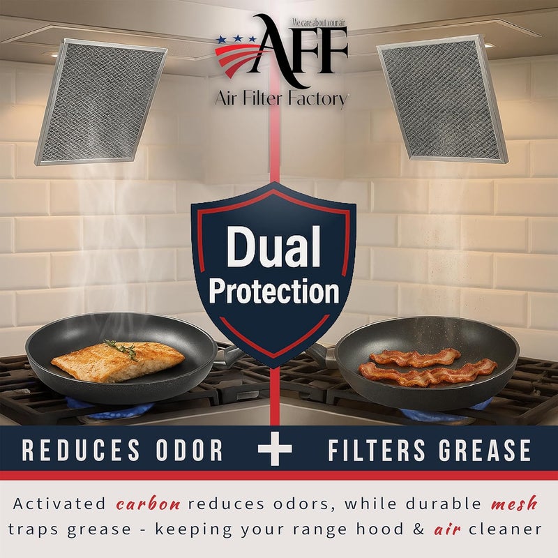 Air Filter Factory LL62F, LL6200, MM 6500 Compatible For Broan Nutone Aluminum Grease Mesh Charcoal Carbon Combo Range Hood Filter - Image 3