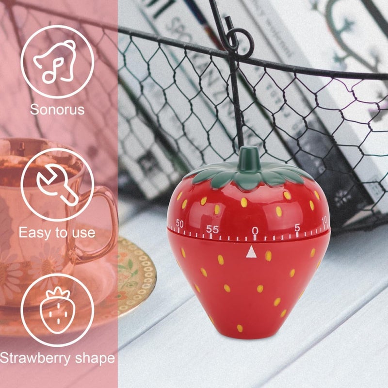 Strawberry Shaped Mechanical Kitchen Timer Cute Home Baking Countdown Timer Lovely Alarm Clock for Cooking and Kitchen Decor - Image 4