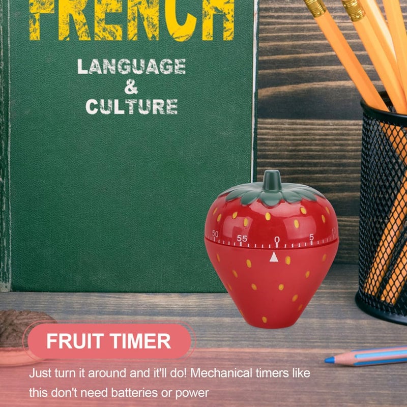 Strawberry Shaped Mechanical Kitchen Timer Cute Home Baking Countdown Timer Lovely Alarm Clock for Cooking and Kitchen Decor - Image 5