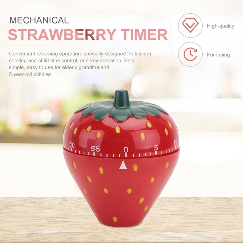 Strawberry Shaped Mechanical Kitchen Timer Cute Home Baking Countdown Timer Lovely Alarm Clock for Cooking and Kitchen Decor - Image 3