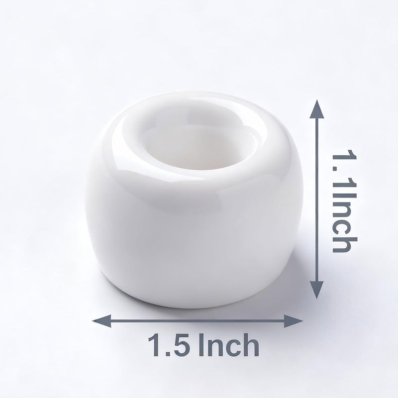 amoon Mini Ceramic Toothbrush Holder for Bathroom - White Small Countertop Organizer, Easy Clean Toothbrush Stand, Suit for Electric Toothbrush Head, Pens & Coffee Spoon, Pack of 2 - Image 4