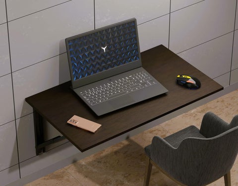 LAMPOC Foldable Wall Mounted Study Table Laptop Tables Computer Tables Office Tables WallMounted Setup Including Hinges Screws and Screw Plugs 16 x 24 inch Wallnut