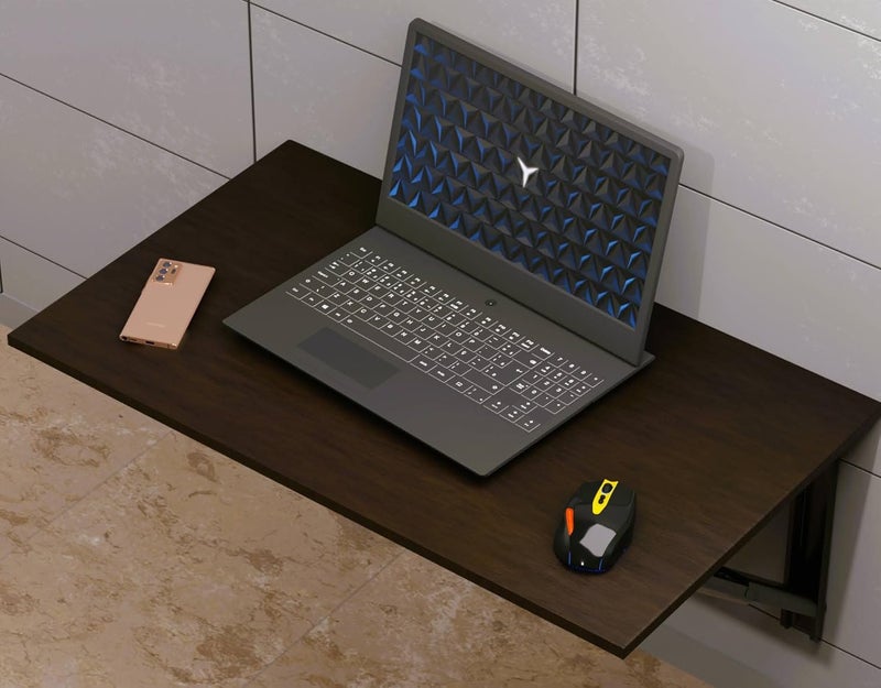 LAMPOC Foldable Wall Mounted Study Table Laptop Tables Computer Tables Office Tables WallMounted Setup Including Hinges Screws and Screw Plugs 16 x 24 inch Wallnut