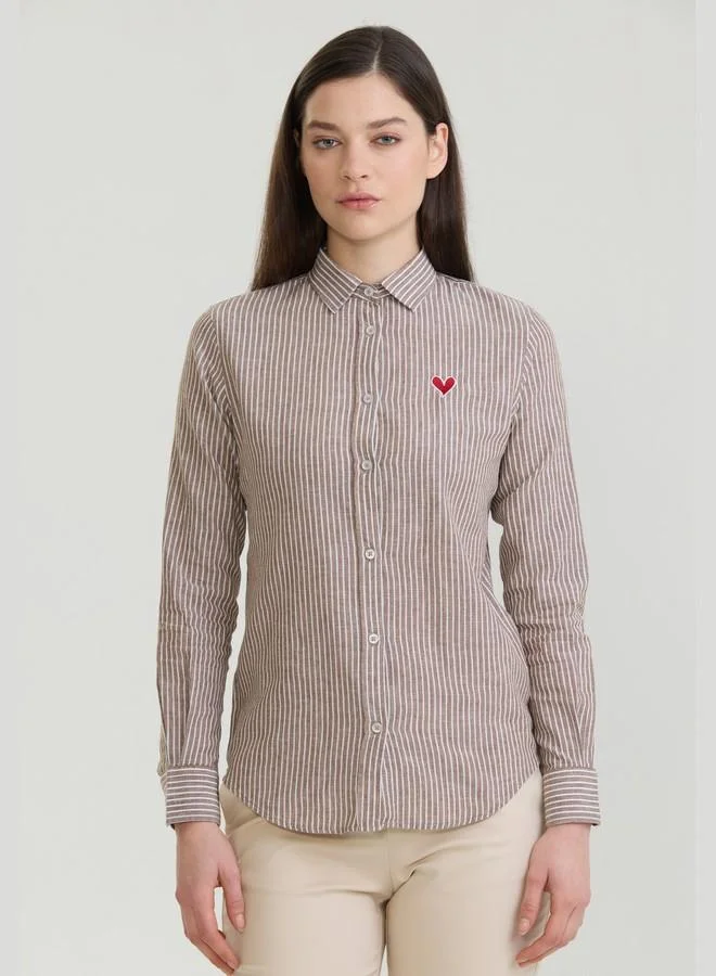 FELIX HARDY Women's Cotton Linen Blend Long Sleeve Blouse Shirt