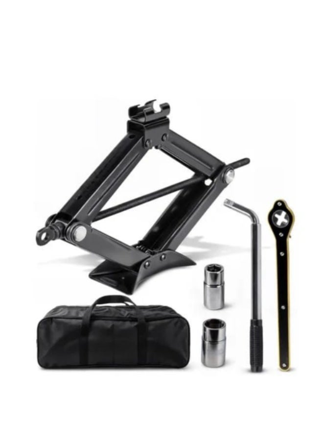 Car Jack Kit 3 Ton Capacity for Vehicle Lifting, Durable Heavy Duty Design, Wheel Wrench Included, Portable with Storage Case