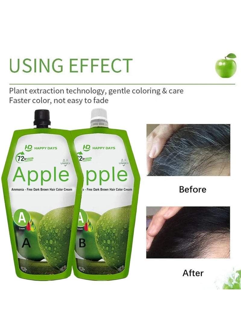 HAPPY DAYS - Ammonia Free Hair Color Cream - 500 ml Cream + 500 ml Developer - Apple (Dark brown) - Image 1