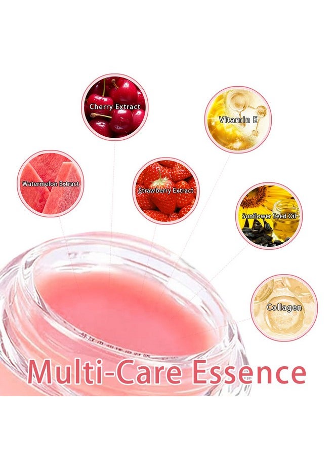 LemonSac - 3 Pcs Bee Balm Lip Balm Honey Pot Watermelon & Cherry & Strawberry Lip Mask Overnight Propolis Moisturizing Lip Balm Hydrating Prevention Dry And Crack Lip Scrubs Exfoliator Lip Wrinkle Care (Set C) - Image 1