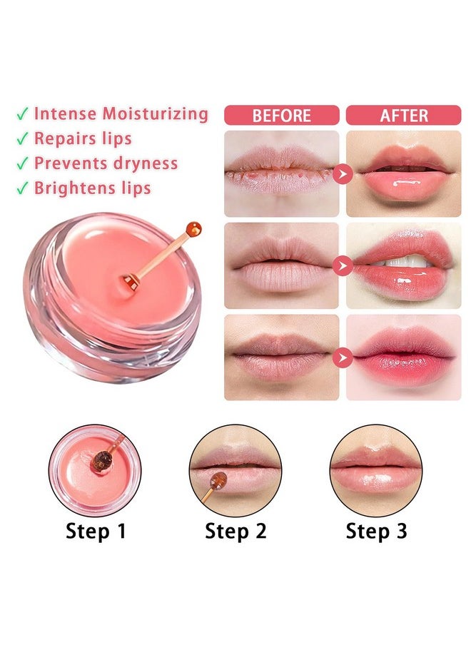 LemonSac - 3 Pcs Bee Balm Lip Balm Honey Pot Watermelon & Cherry & Strawberry Lip Mask Overnight Propolis Moisturizing Lip Balm Hydrating Prevention Dry And Crack Lip Scrubs Exfoliator Lip Wrinkle Care (Set C) - Image 1