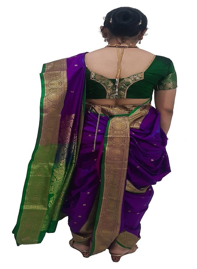 LUSTER Women Art Silk Shahi Mastani Nauvari Saree Stitched Ready To Wear With Blouse Piece (Kasta Sari, Lugade) Ethnic Wear (Free Size Up To Waist 32 To 40In, Hight 38 To 42In, Sit/Hip 40 To 48In) - Image 5