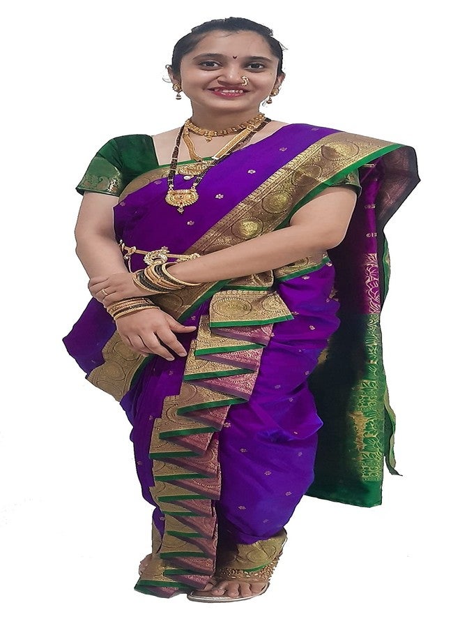 LUSTER Women Art Silk Shahi Mastani Nauvari Saree Stitched Ready To Wear With Blouse Piece (Kasta Sari, Lugade) Ethnic Wear (Free Size Up To Waist 32 To 40In, Hight 38 To 42In, Sit/Hip 40 To 48In) - Image 1
