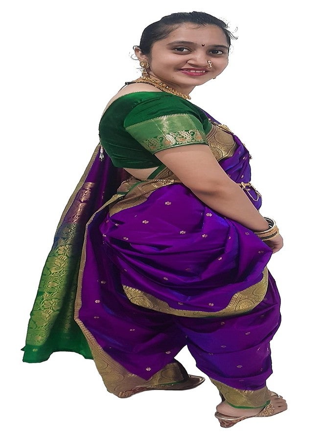 LUSTER Women Art Silk Shahi Mastani Nauvari Saree Stitched Ready To Wear With Blouse Piece (Kasta Sari, Lugade) Ethnic Wear (Free Size Up To Waist 32 To 40In, Hight 38 To 42In, Sit/Hip 40 To 48In) - Image 3